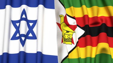 İsrail ve ZIMBABWE bayrakları gerçekçi kumaş dokusuyla