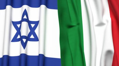 İtalyan bayrakları ve gerçekçi kumaşlı İsrail bayrakları