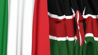 İtalyan Bayrakları ve KENYA Gerçekçi kumaş dokusuyla