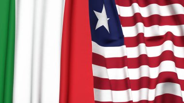 Gerçekçi kumaş dokusuna sahip İtalya ve Liberya bayrakları