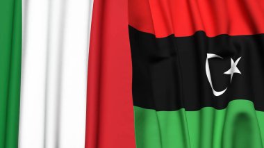 İtalyan bayrakları ve gerçekçi kumaş dokusuna sahip LIBYA