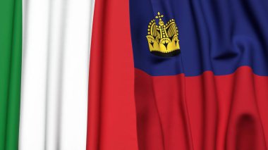 İtalyan bayrakları ve gerçekçi kumaş dokusuna sahip LIECHTENSTEIN