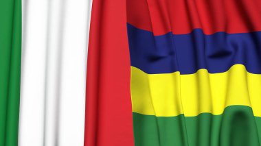 İtalyan bayrakları ve gerçekçi kumaş dokusuna sahip belediye başkanlığı bayrakları