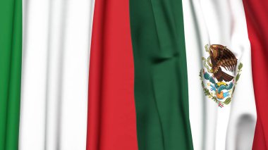 Gerçekçi kumaş dokusuna sahip İtalya ve Meksika bayrakları