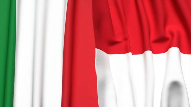 İtalyan bayrakları ve gerçekçi kumaşlı monako.