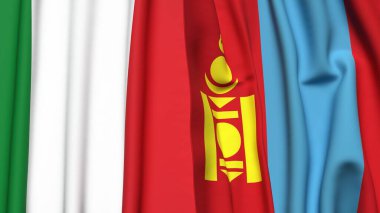 İtalyan bayrakları ve gerçekçi kumaş dokusuna sahip mongolya