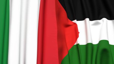 İtalyan ve Filistin bayrakları gerçekçi kumaş dokusuna sahipler.