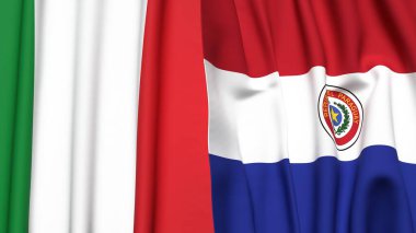 İtalyan Bayrakları ve Paraguay Gerçekçi kumaş dokusuna sahip