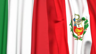 Gerçekçi kumaşlı İtalyan ve Peru bayrakları