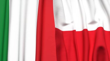 Gerçekçi kumaş dokusuna sahip İtalya ve POLAND bayrakları