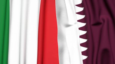 İtalyan bayrakları ve gerçekçi kumaş dokusuna sahip Katar