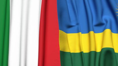 İtalyan bayrakları ve gerçekçi kumaş desenli Rwanda