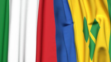 İTALYA Bayrakları ve Gerçekçi kumaş dokusuna sahip Aziz Venedik