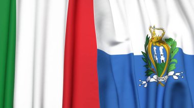 İtalyan bayrakları ve gerçekçi kumaş dokusuna sahip SAN MARINO