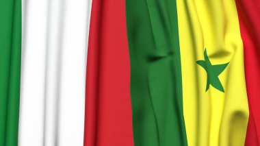 İtalyan bayrakları ve gerçekçi kumaş dokusuna sahip Senegal.