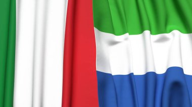 İtalyan bayrakları ve gerçekçi kumaş desenli Sierra Leone.