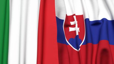 İtalyan bayrakları ve gerçekçi kumaş dokusuna sahip SLOVAKIA