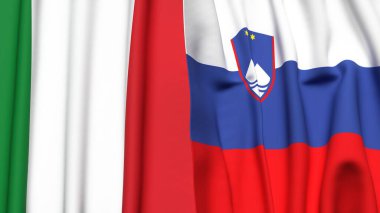 İtalyan bayrakları ve gerçekçi kumaş dokusuna sahip SLOVENIA