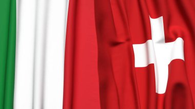 Gerçekçi kumaş dokusuna sahip İTALYA Bayrakları ve SWitzERLAND