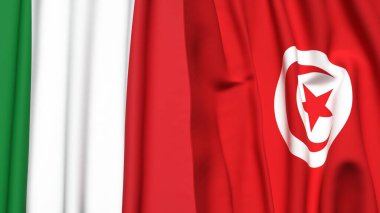 İtalyan bayrakları ve gerçekçi kumaş dokusuna sahip TUNISIA
