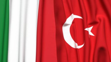 İtalyan bayrakları ve gerçekçi kumaş dokusuna sahip TURKEY