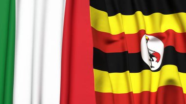 İtalyan bayrakları ve gerçekçi kumaş dokusuna sahip UGANDA