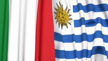İtalyan bayrakları ve gerçekçi kumaşlı Uruguay