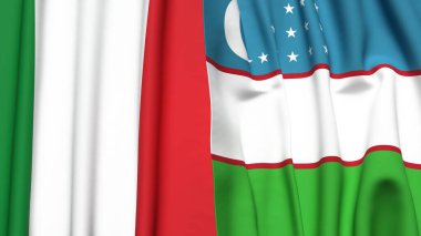 İtalyan bayrakları ve gerçekçi kumaş dokusuna sahip UZBEKISTAN
