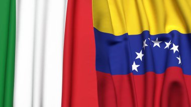 İtalyan ve Venezuela bayrakları gerçekçi kumaş dokusuyla