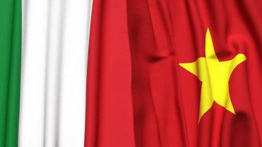 İtalyan bayrakları ve gerçekçi kumaş dokusuna sahip VİETNAM