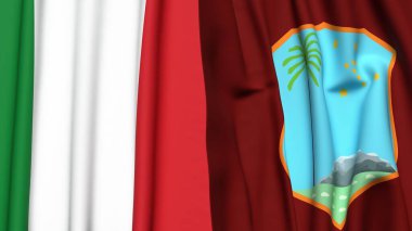 İtalya ve Batı Hint Adaları bayrakları gerçekçi kumaş desenli.