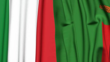 İtalyan bayrakları ve gerçekçi kumaş dokusuna sahip ZAMBIA