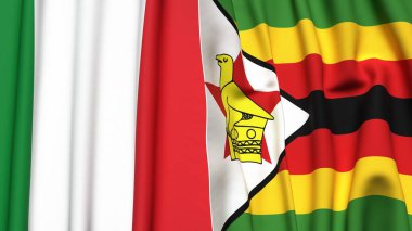 İtalyan ve ZIMBABWE bayrakları gerçekçi kumaş dokusuyla