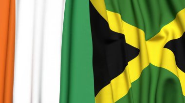 Gerçekçi kumaş desenli IVORY Kıyı ve JAMAICA bayrakları