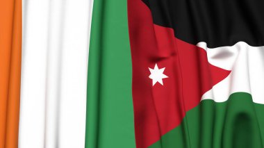 IVORY Kıyı ve JORDAN bayrakları gerçekçi kumaş dokusuna sahip