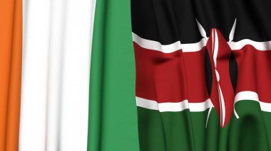 IVORY Kıyı ve KENYA bayrakları gerçekçi kumaş dokusuyla