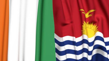 IVORY Kıyı ve KIRIBATI bayrakları gerçekçi kumaş dokusuyla