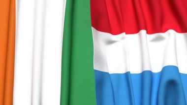 IVORY Kıyı ve LUXEMBOURG bayrakları gerçekçi kumaş dokusuyla