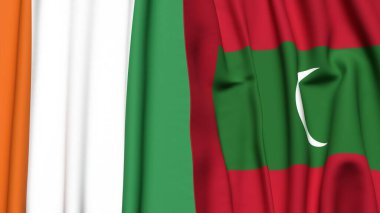 Gerçekçi kumaş dokusuna sahip IVORY Kıyı ve Erkek Dalgıçları bayrakları