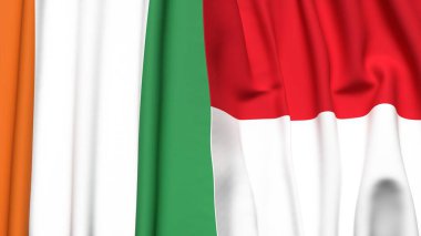 IVORY Kıyı ve Monako bayrakları gerçekçi kumaş dokusuna sahiptir.