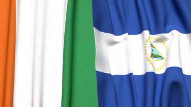 IVORY Kıyı ve NICARAGUA bayrakları gerçekçi kumaş dokusuyla