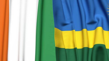 IVORY Kıyı ve Rwanda bayrakları gerçekçi kumaş dokusuyla