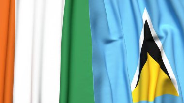 IVORY Kıyı ve Gerçek kumaş dokusuna sahip Aziz LUCIA bayrakları