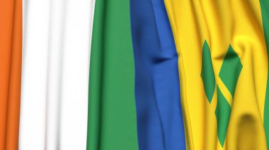 IVORY Kıyı ve Gerçek kumaş dokusuna sahip Aziz Venedik bayrakları