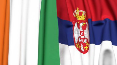 Gerçekçi kumaş dokusuna sahip IVORY Kıyı ve SERBIA bayrakları