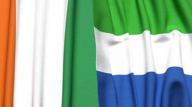 IVORY Kıyı ve SIERRA LEone bayrakları gerçekçi kumaş desenli