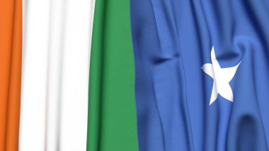 Gerçekçi kumaş dokusuna sahip IVORY Kıyı ve SOMALYA bayrakları