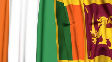 IVORY Kıyı ve SRI LANKA bayrakları gerçekçi kumaş dokusuyla