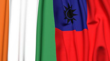 IVORY Kıyı ve Tayvan bayrakları gerçekçi kumaş desenli