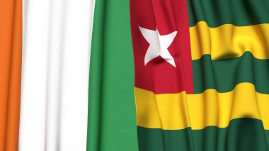 IVORY Kıyı ve TOGO bayrakları gerçekçi kumaş desenli